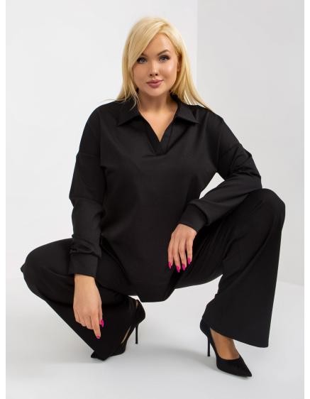 Dámsky komplet s pruhovaným vzorom plus size PENELOPE čierny