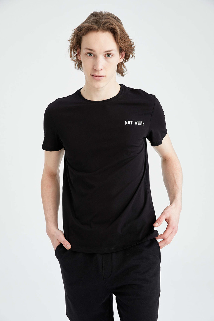 DEFACTO Slim Fit Crew Neck Printed Short Sleeve T-Shirt