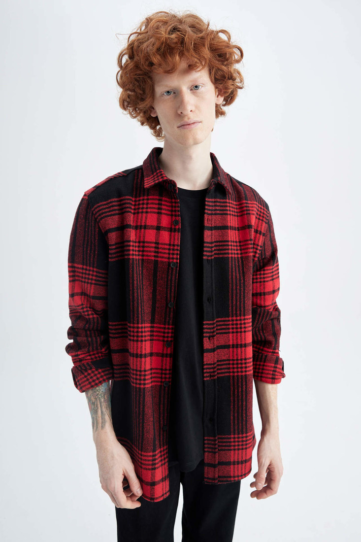 DEFACTO Regular Fit Woodcutter Plaid Long Sleeve Shirt