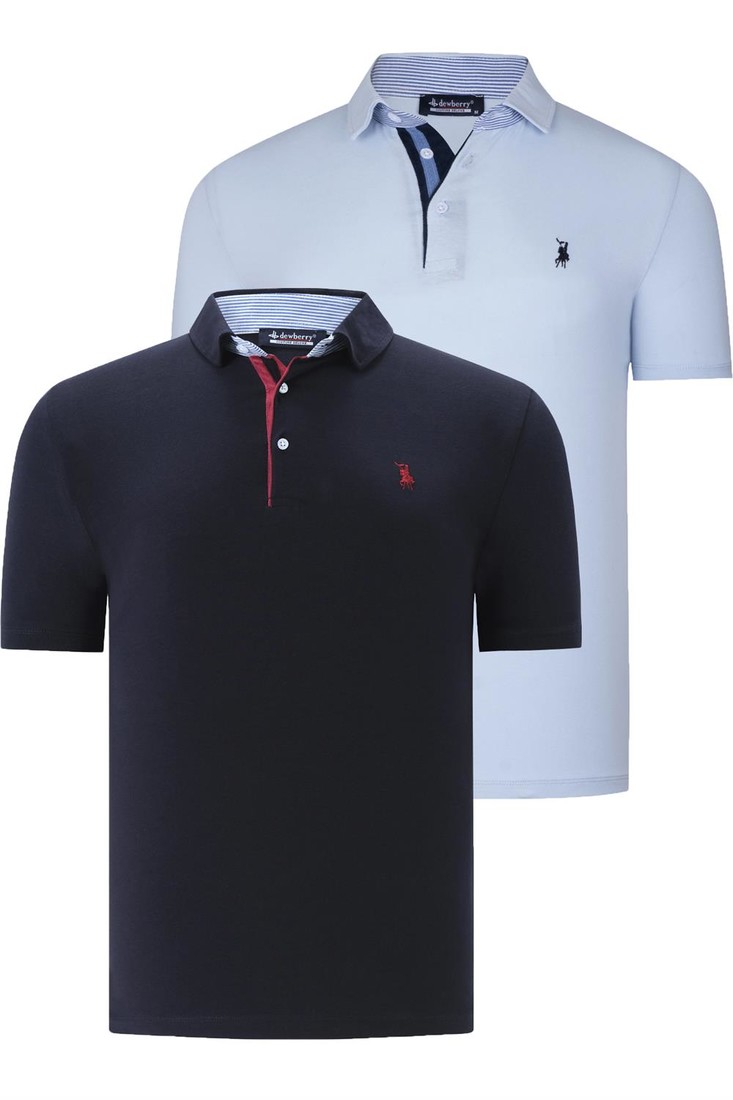 DUAL SET T8582 DEWBERRY MENS T-SHIRT-NAVY BLUE-BABY BLUE