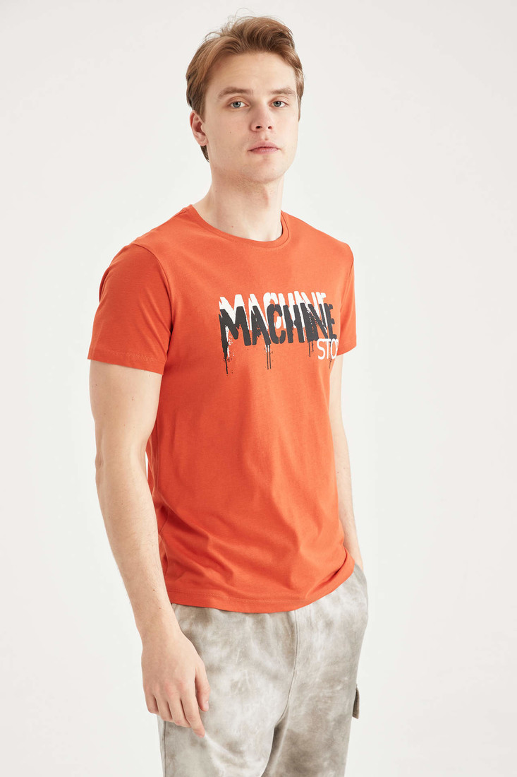 DEFACTO Slim Fit Short Sleeve Slogan Print T-Shirt