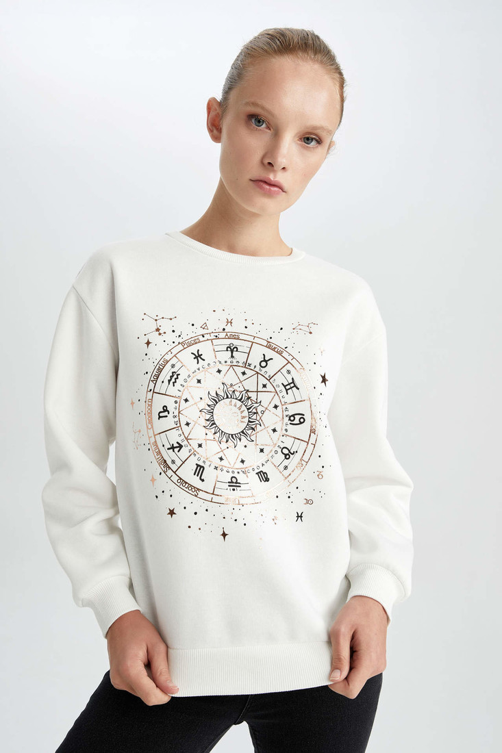 DEFACTO Relax Fit Printed Long Sleeve Sweatshirt