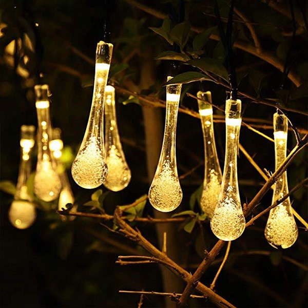 KIK Solárne záhradné svetlá 6,5 m 30LED warm bi