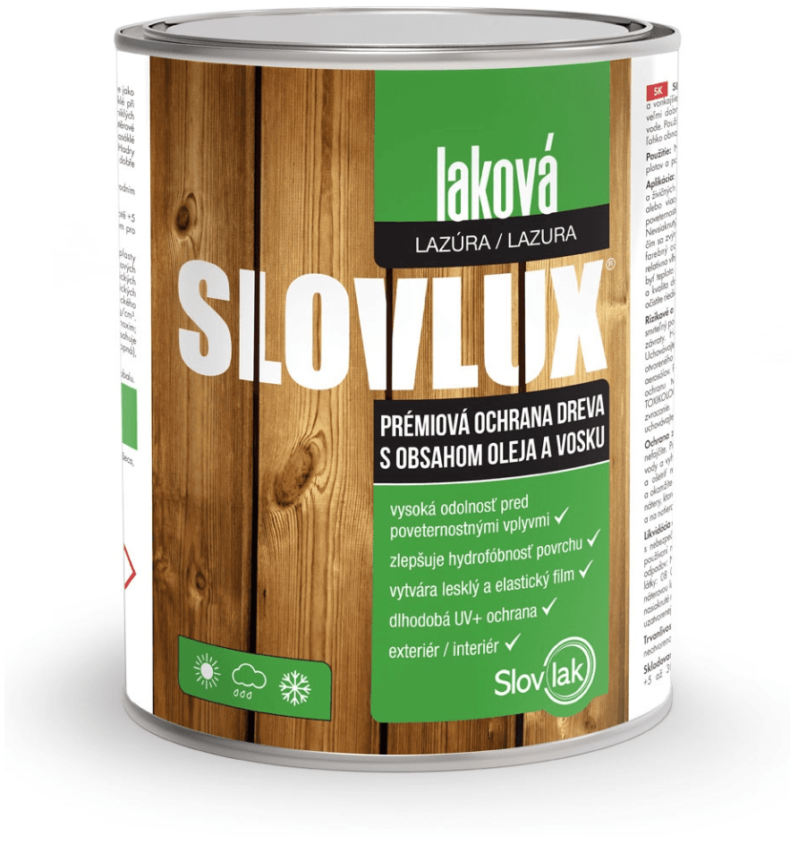 SLOVLUX - Laková lazúra na drevo 0025 - zlatý dub 2,5 L
