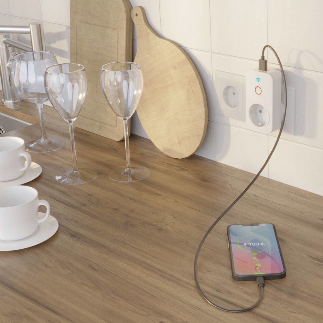 Hama Smart WLAN zásuvka, 2x USB-A, 2 300W
