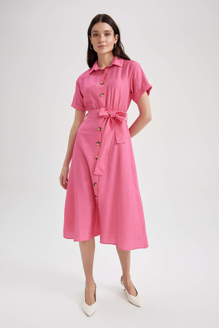 DEFACTO Short Sleeve Midi Short Sleeve Woven Dress