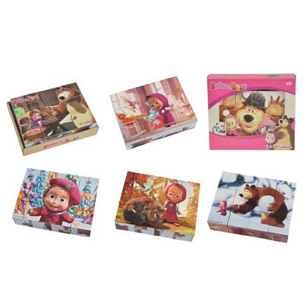 Simba Drevené kocky Máša a medveď