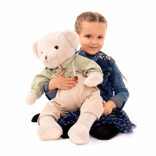 Plyšový medvěd, smetanová / zelená, 65cm, Maden BOY typ2