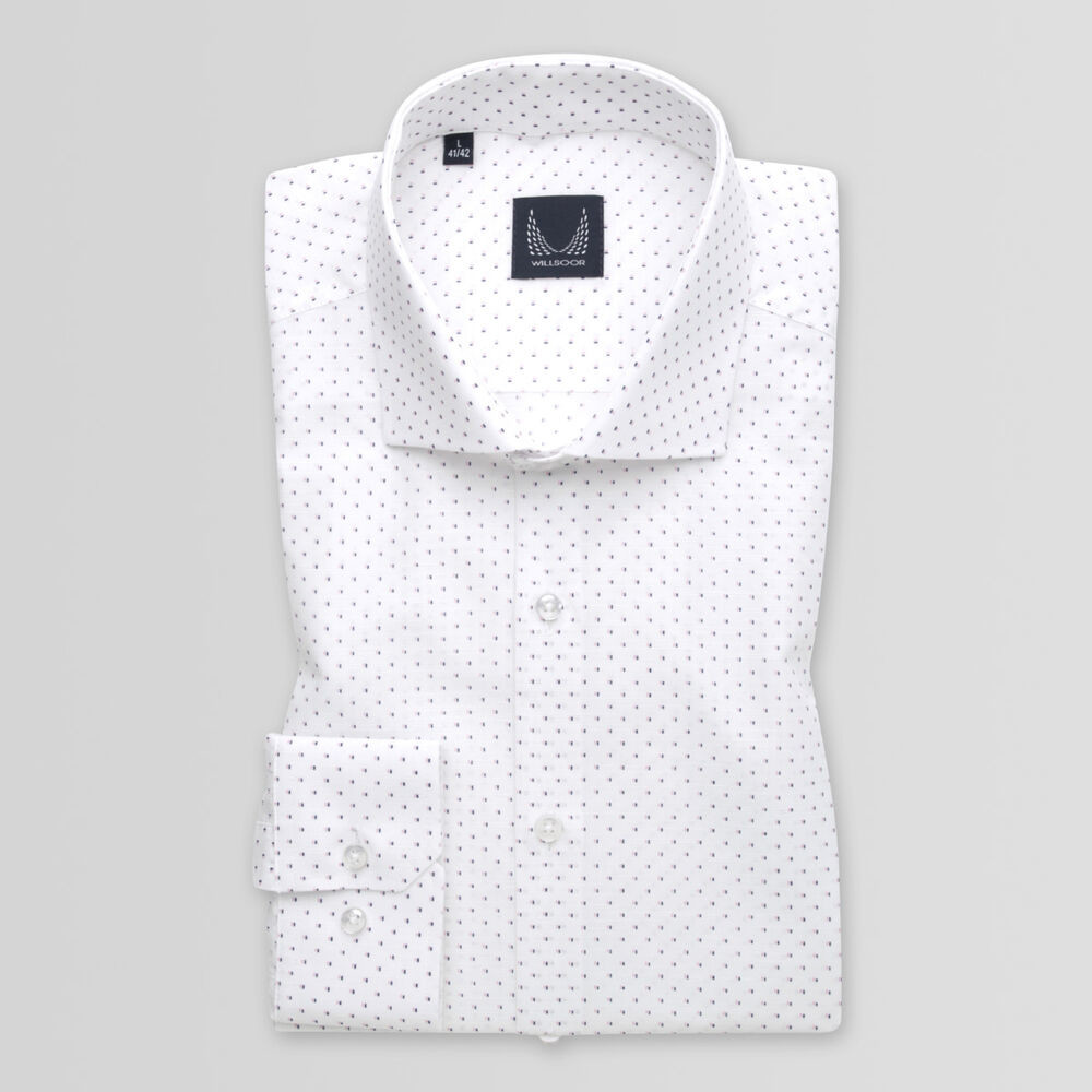 Pánska extra slim fit košeľa bielej farby s bodkovaným vzorom 15155