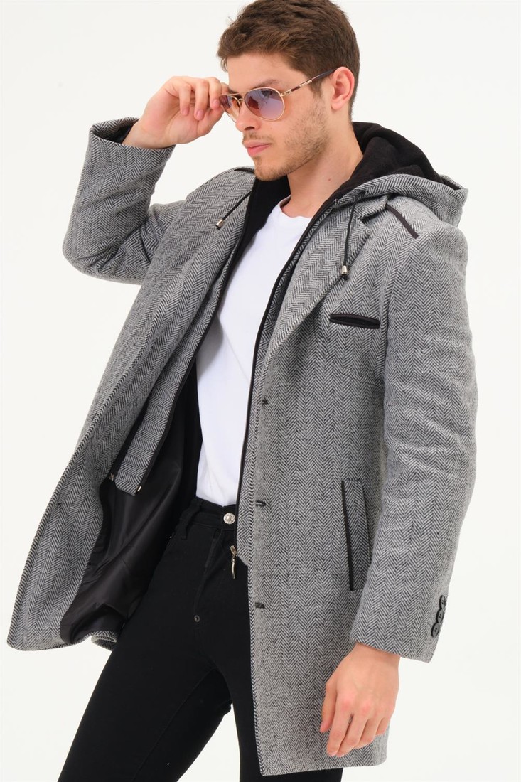 PLT8371 DEWBRRY MEN'S COAT-DIAGONAL BLACK- GREY