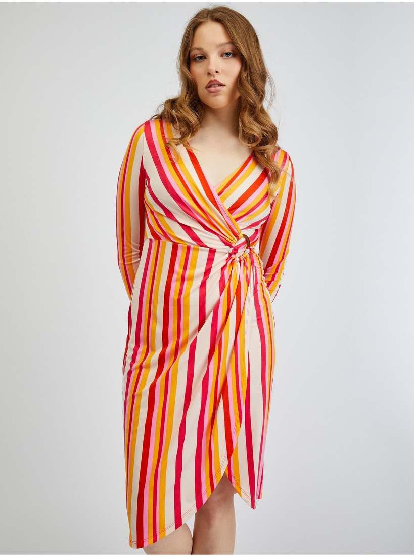 Orsay Red-Orange Ladies Striped Dress - Ladies