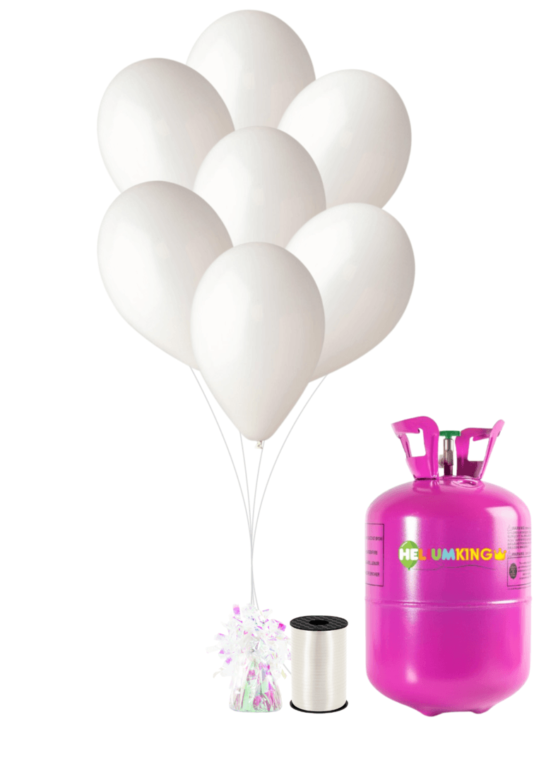 HeliumKing Hélium párty set s bielymi balónikmi 50 ks