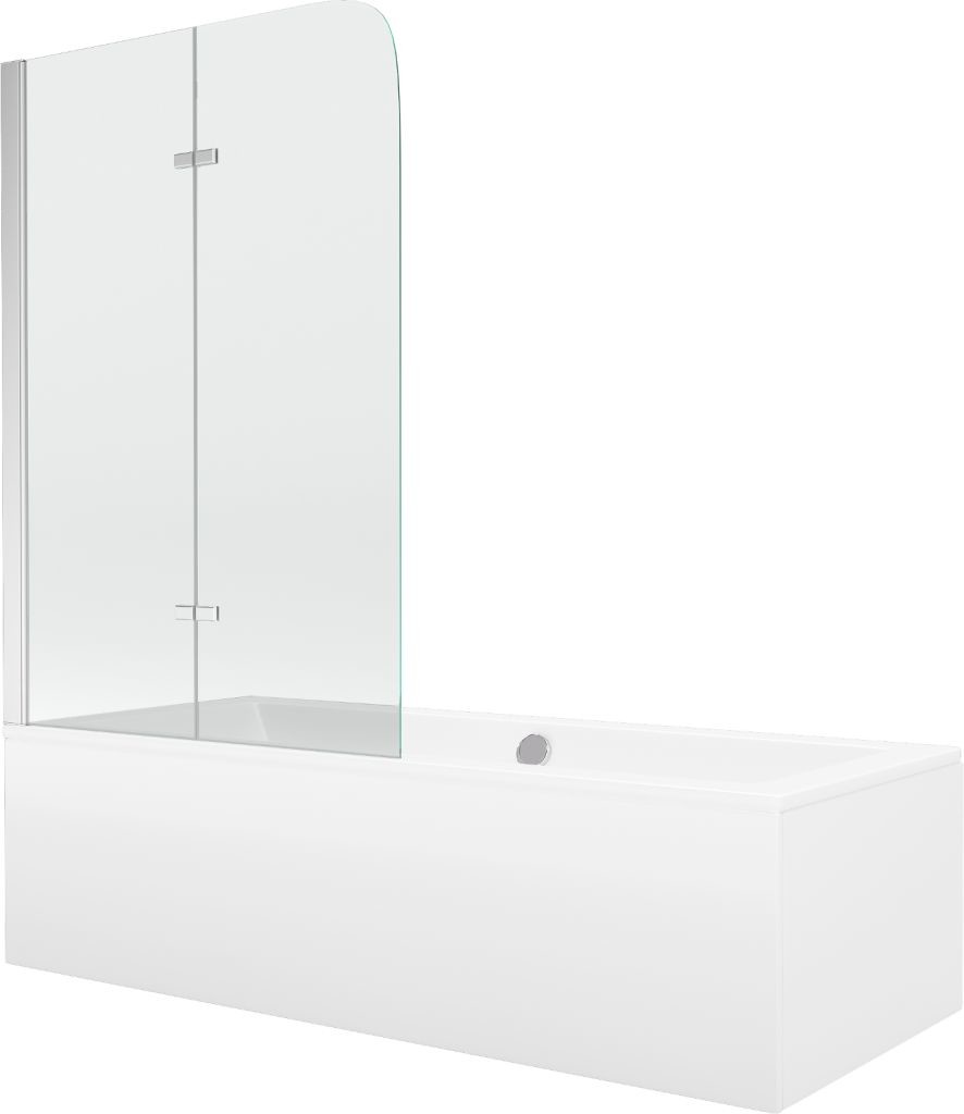 MEXEN/S - Cube obdĺžniková vaňa 170 x 80 cm s panelom + zástena 2- krídlo 100 cm, transparent, chróm 550517080X9010020100