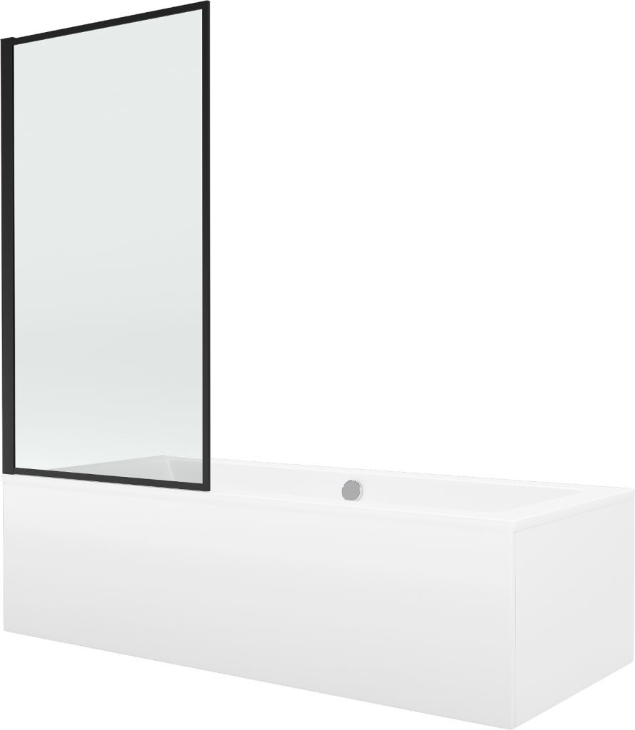 MEXEN/S - Cube obdĺžniková vaňa 170 x 80 cm s panelom + zástena 1- krídlo 70 cm, čierna vzor fix 550517080X9307007070