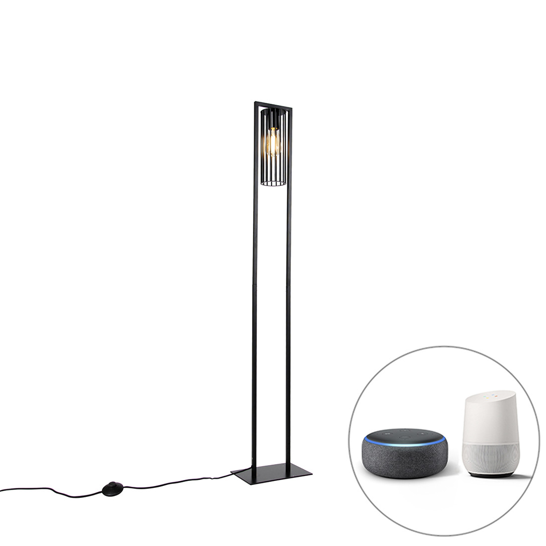 Smart moderne vloerlamp zwart incl. Wifi ST64 - Balenco Wazo