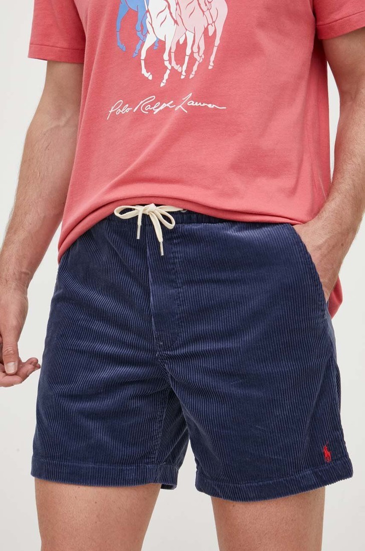 Štruksové šortky Polo Ralph Lauren tmavomodrá farba