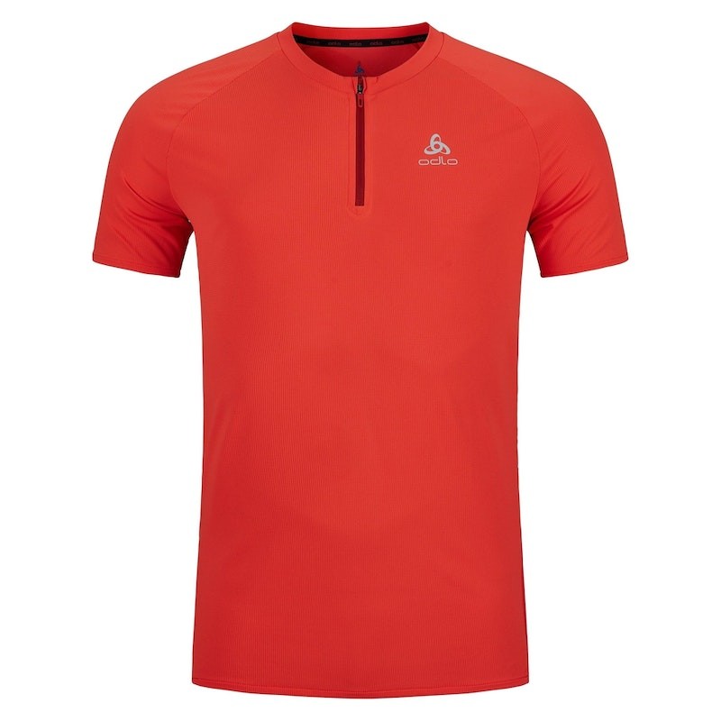 Pánske bežecké tričko Odlo T-shirt crew neck s/s 1/2 zip AXALP TRAI