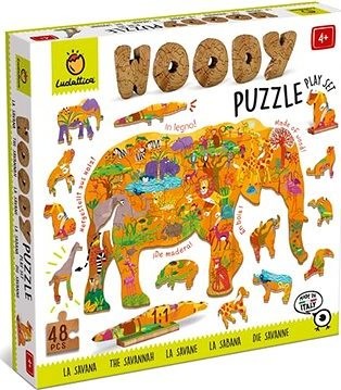 Ludattica Woody Savana, drevené puzzle, 48 dielikov