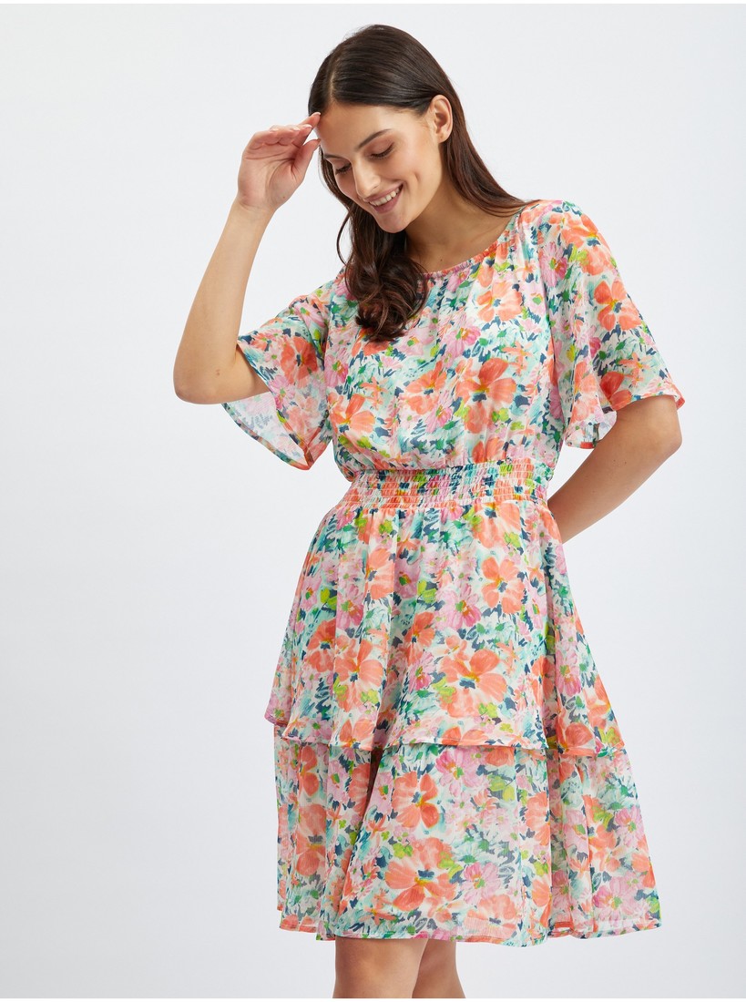 Orsay Red-Cream Women Floral Dress - Women