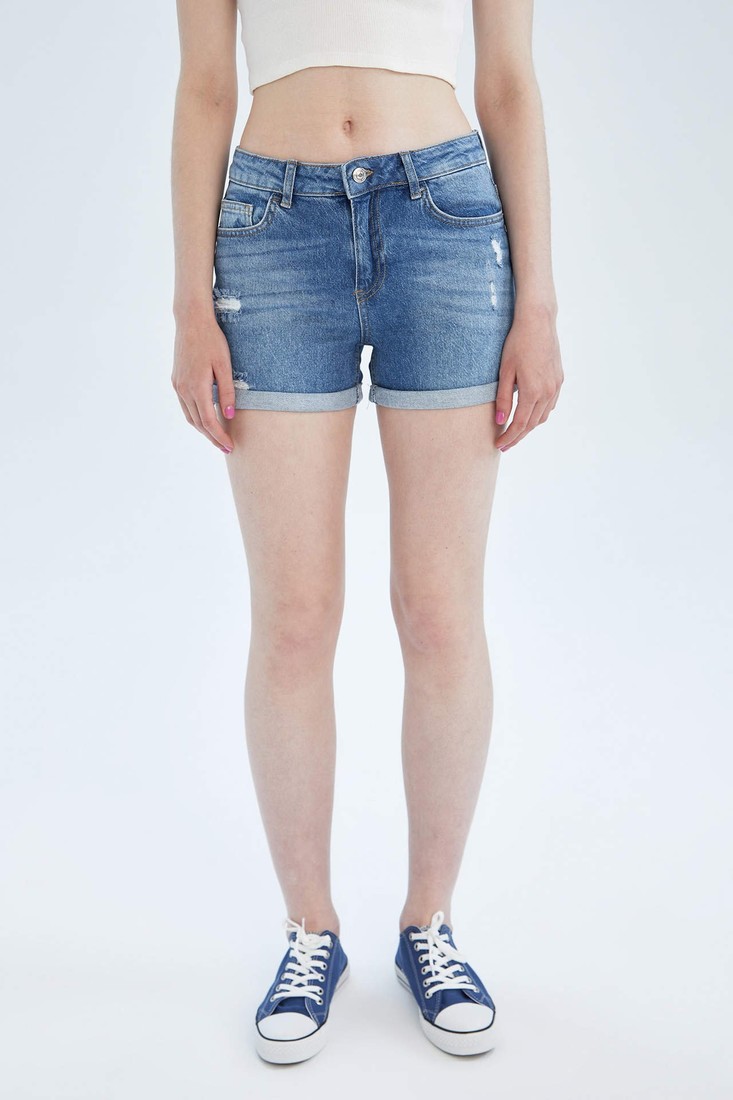 DEFACTO Distressed Mini Jean Short