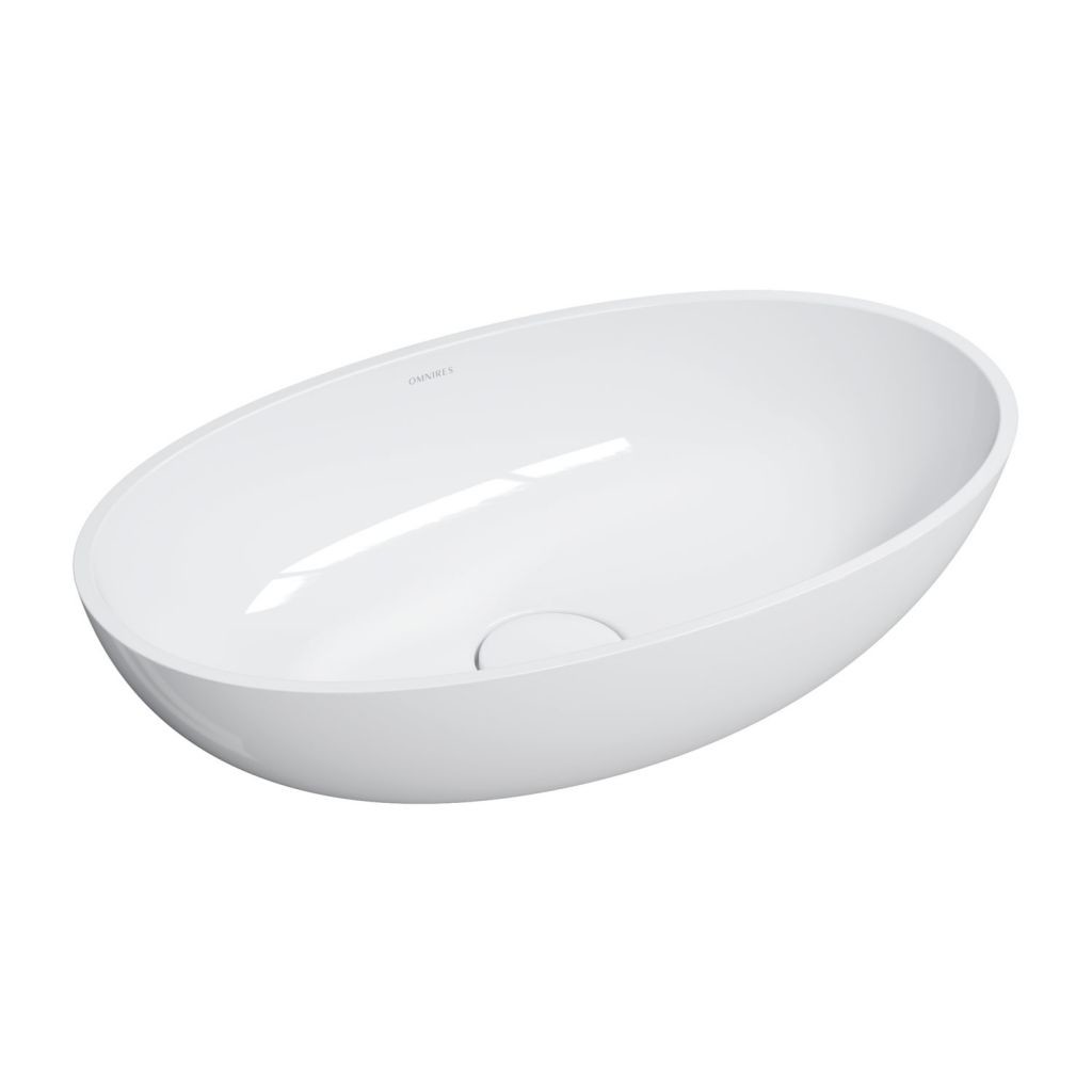OMNIRES - SHELL M+ umývadlo na dosku, 60 x 35 cm biela lesk /BP/ SHELLUNBP