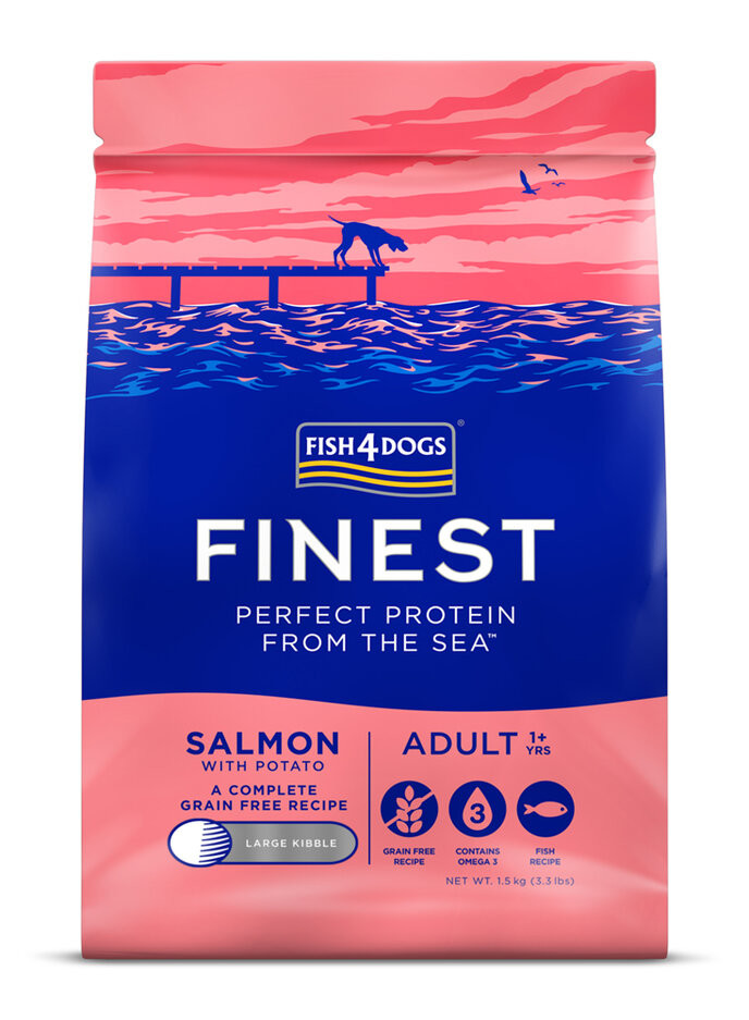 FISH4DOGS Granule malé pre dospelých psov Finest losos so zemiakmi 1,5kg, 1+