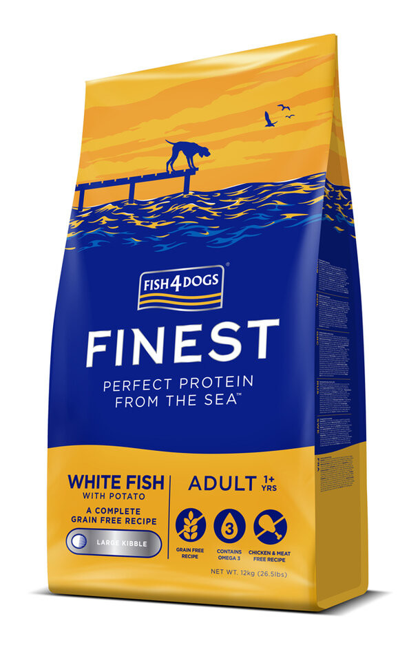 FISH4DOGS Granule veľké pre dospelých psov Finest biela ryba so zemiakmi 12kg, 1+