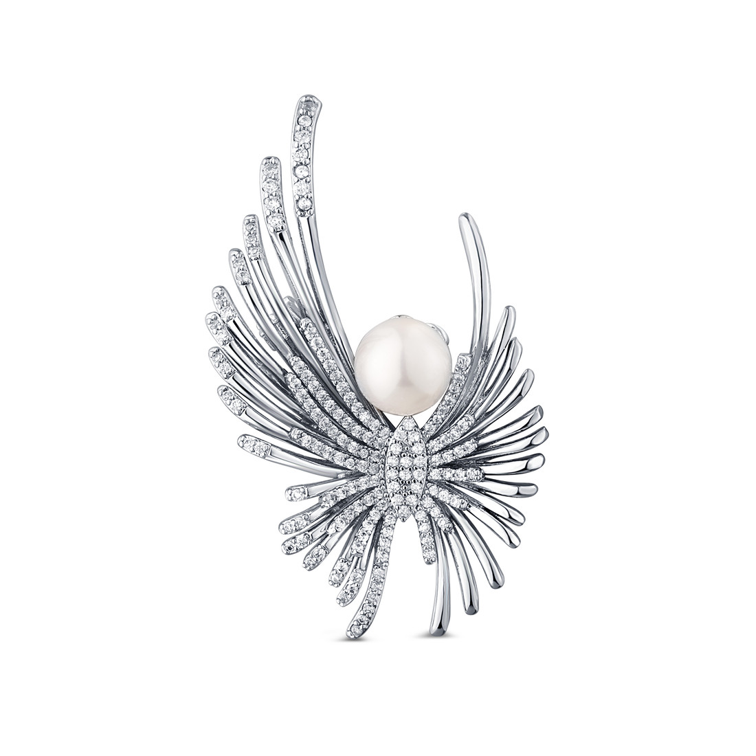 JwL Luxury Pearls Pôvabná anjelská brošňa s perlou a kryštálmi JL0823