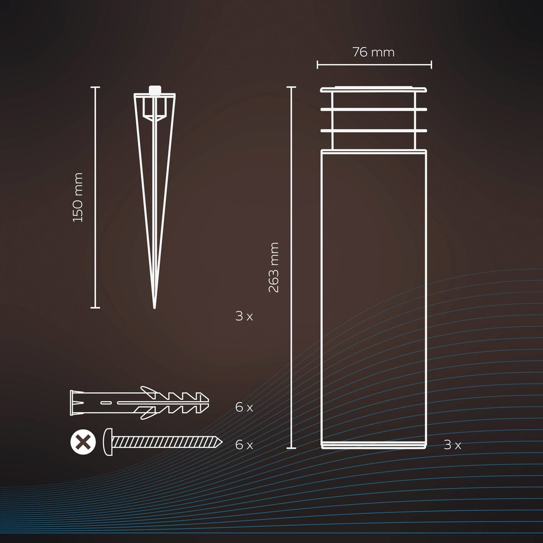 Calex Smart Outdoor Garden Post, CCT, RGB, 3-pl.