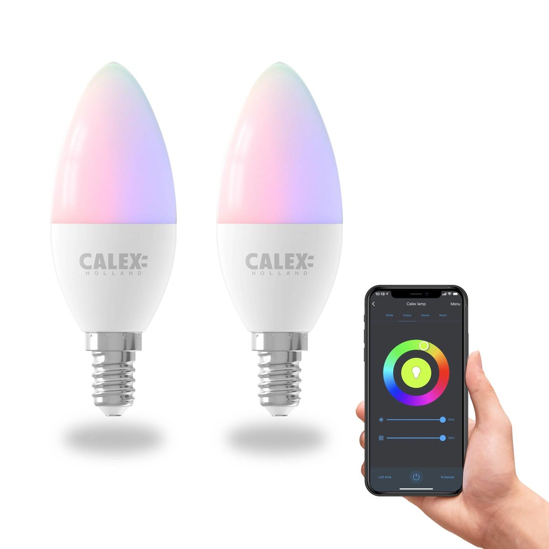 Calex Smart LED sviečka E14 B35 4,9W CCT RGB 2ks