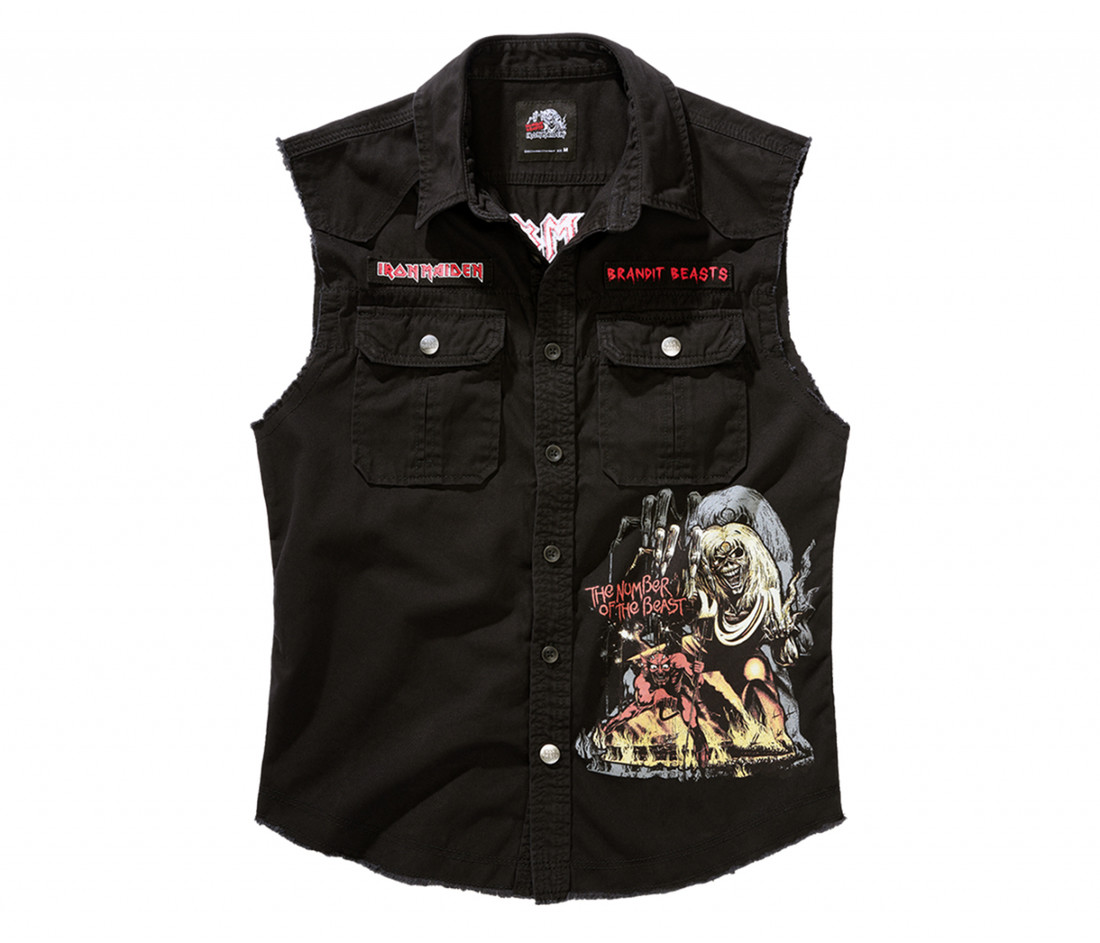 Košeľa Brandit Iron Maiden Vintage Shirt Sleeveless NOTB - čierna, XL
