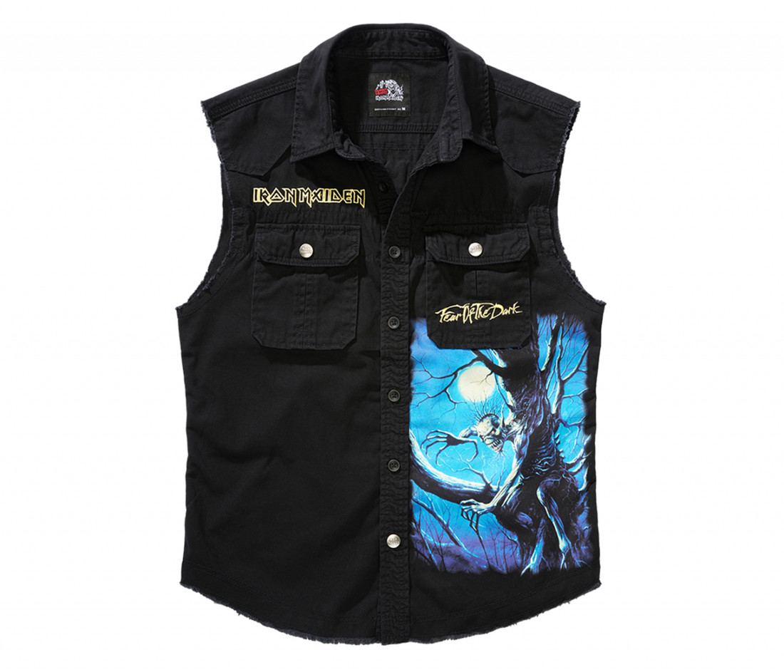 Košeľa Brandit Iron Maiden Vintage Shirt Sleeveless FOTD - čierna, XL
