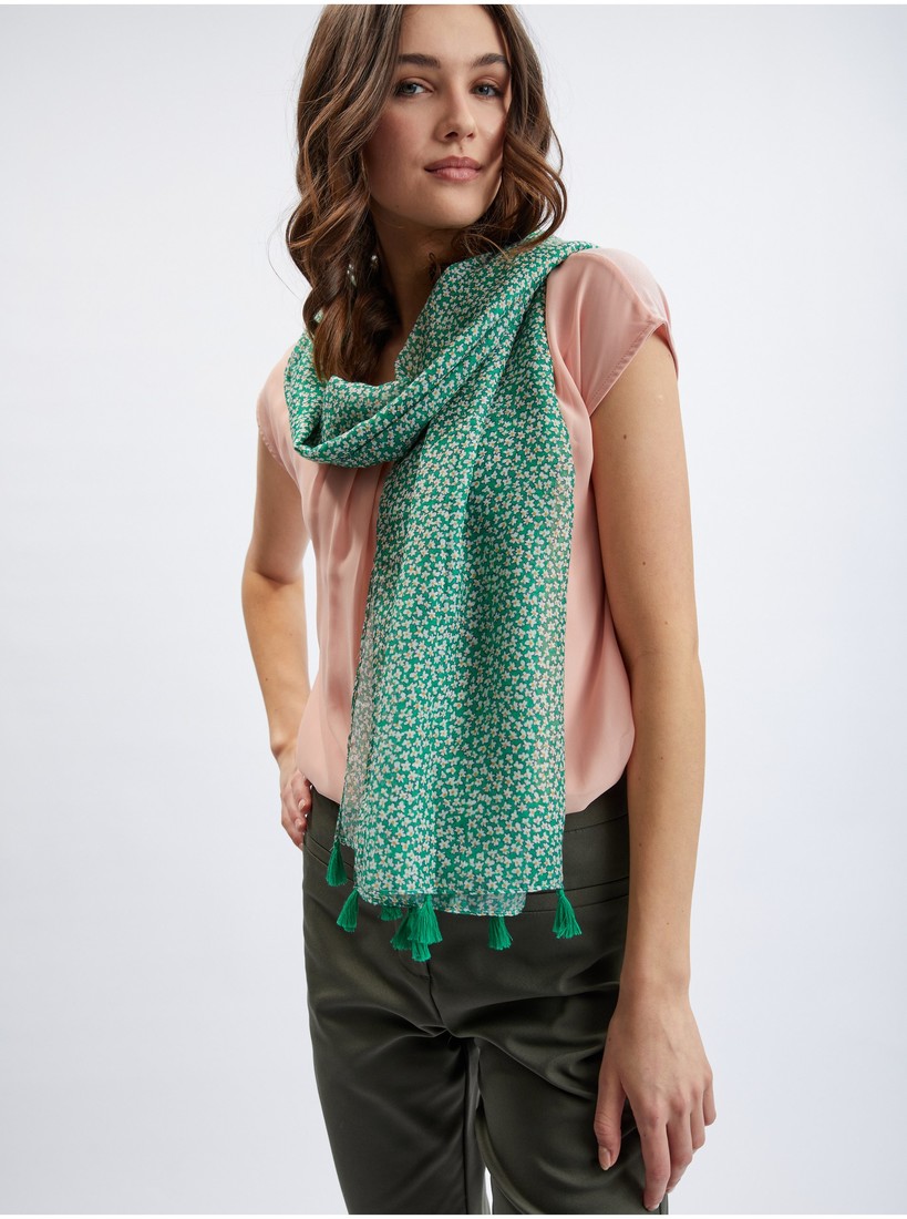 Orsay Green Ladies Flowered Scarf - Women