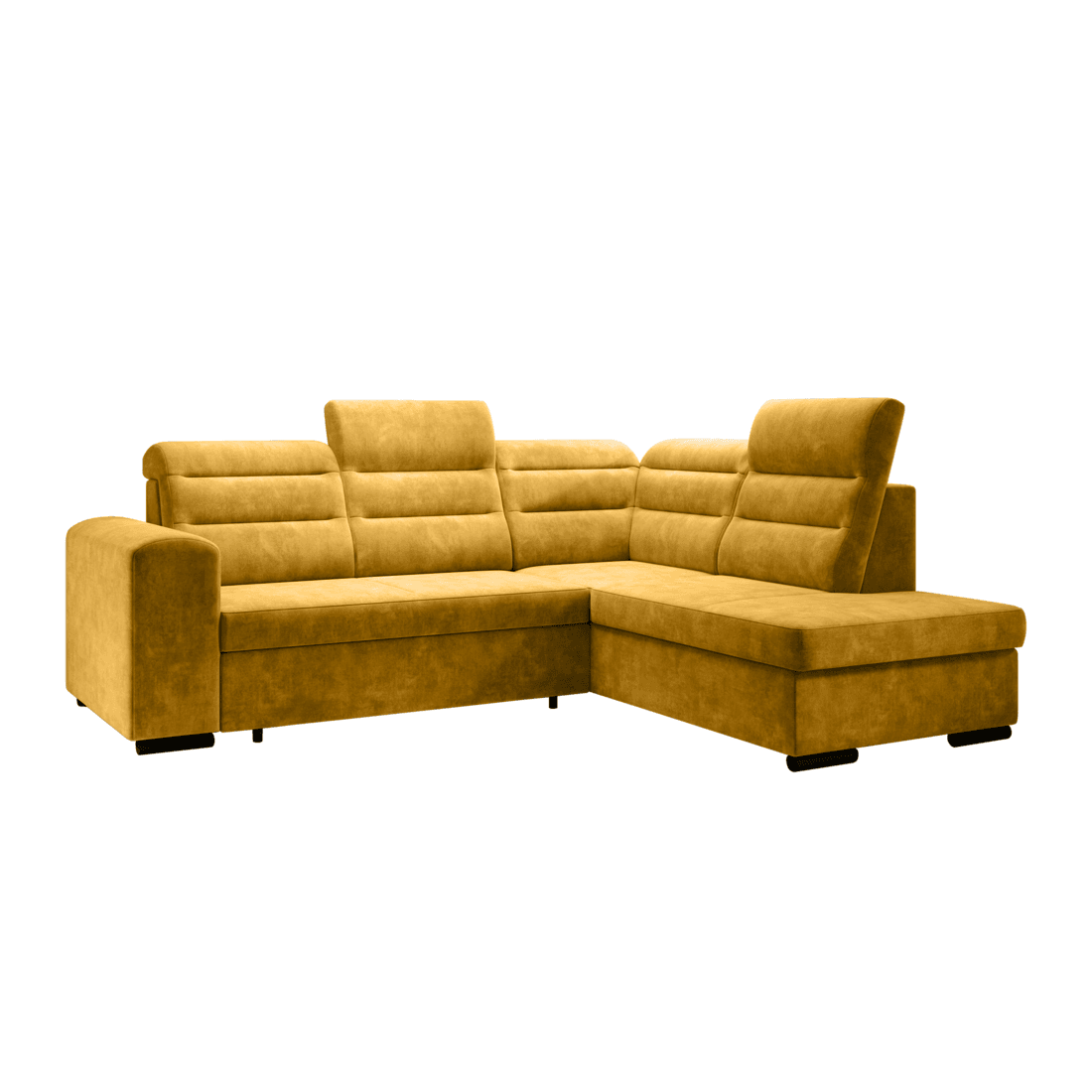 Rozkládací sedací souprava, hořčicová, pravá, KLOUDY ROH