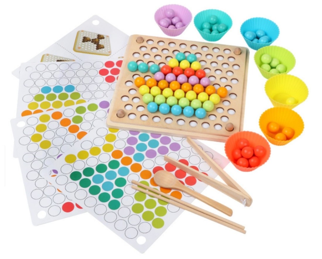 KIK Vzdelávacie montessori guličková mozaika 77el.