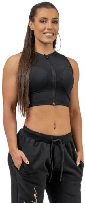 Nebbia intense dámsky crop top s vysokou podporou mesh 842 čierny