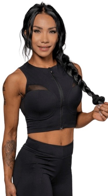 Nebbia intense dámsky crop top s vysokou podporou mesh 842 gold
