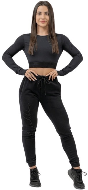 Nebbia intense dámsky crop top s dlhým rukávom 839 čierny
