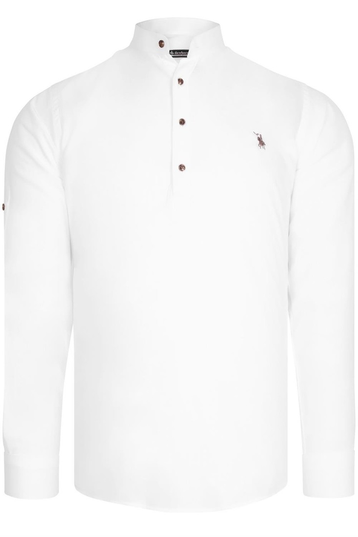 G783 DEWBERRY HAKIM COLLAR MEN'S SHIRT-WHITE