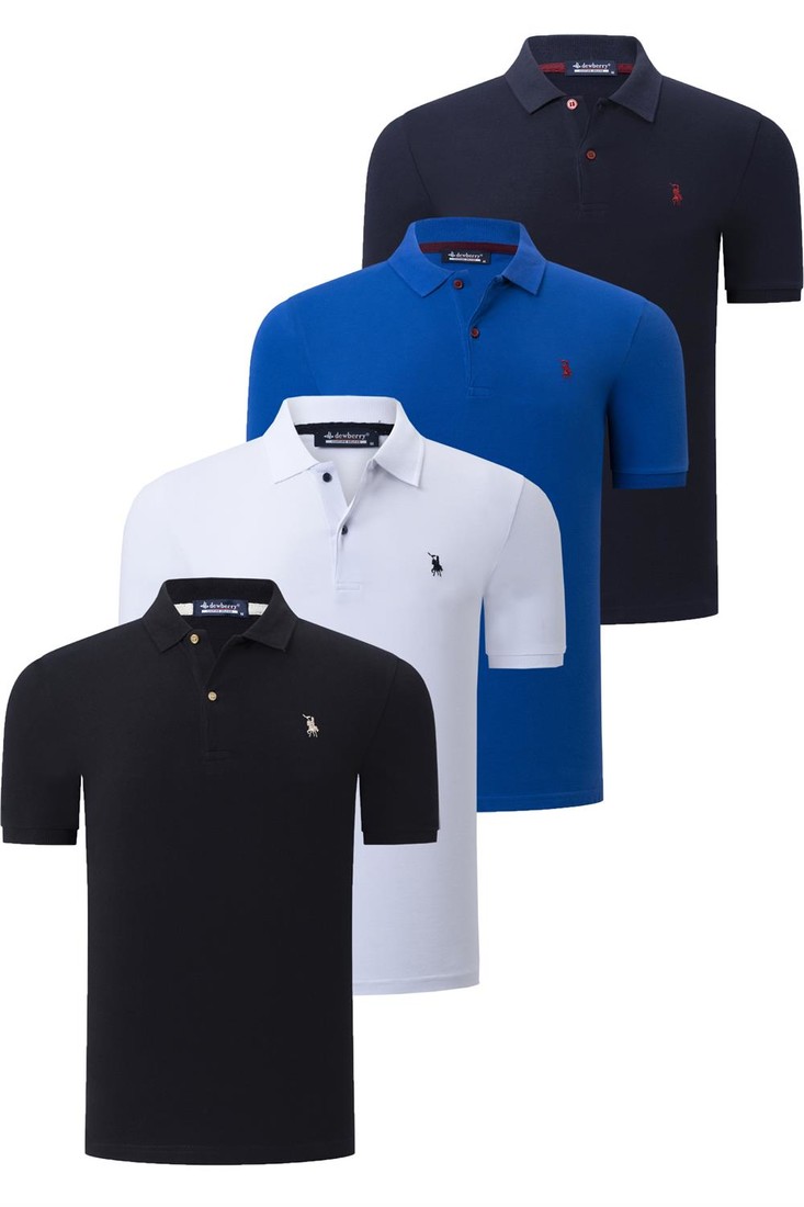 QUAD SET T8561 DEWBERRY MENS T-SHIRT-BLACK-WHITE-NAVY BLUE-SAKS