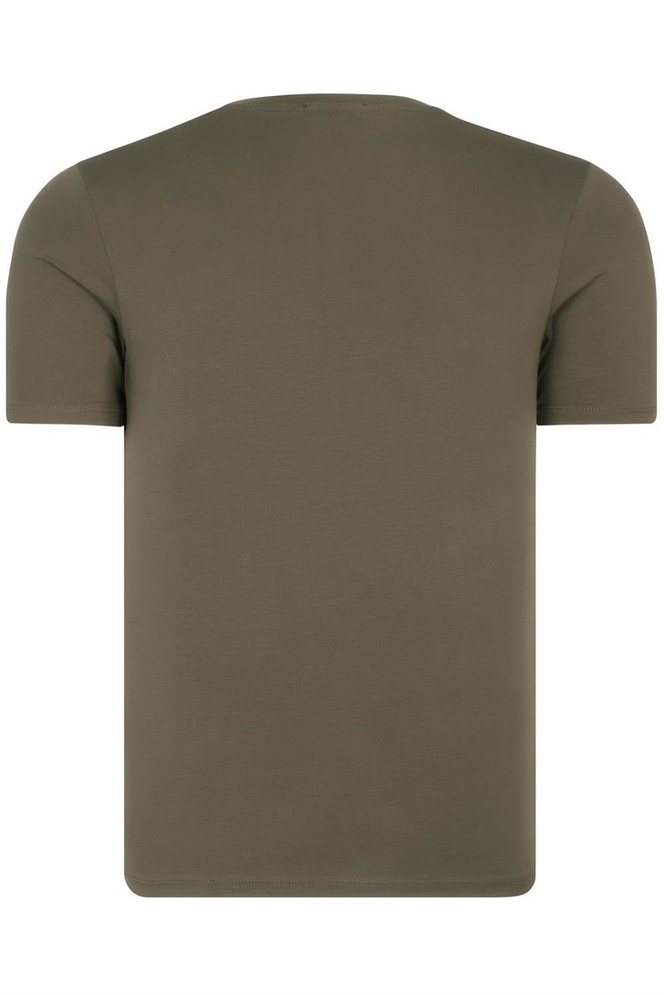 T8569 DEWBERRY BIKE COLLAR MENS T-SHIRT-PLAIN KHAKI