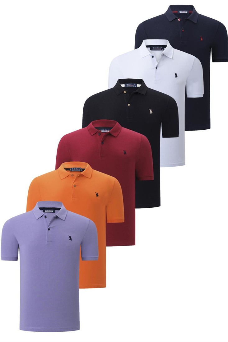 SIX SET T8561 DEWBERRY MENS T-SHIRT-BLACK-WHITE-NAVY BLUE-BURGUNDY-ORANGE-LILAC