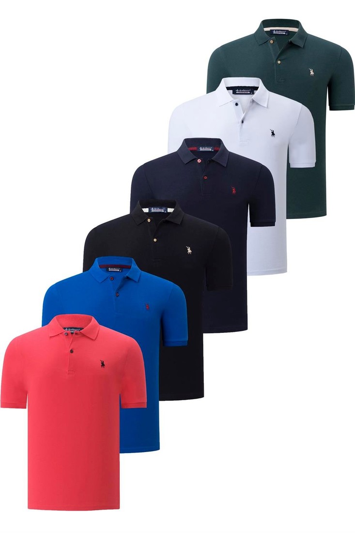 SIX SET T8561 DEWBERRY MENS T-SHIRT-BLACK-WHITE-NAVY BLUE-POMEGRANATE-SAKS-KHAKI