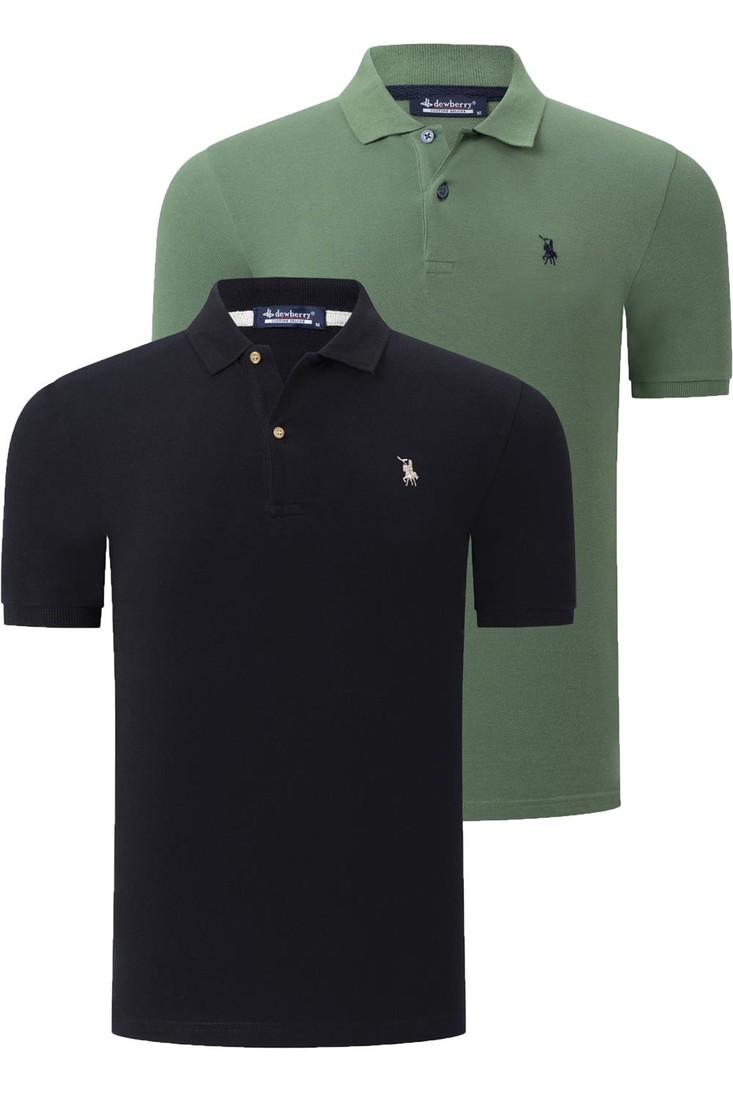 DUAL SET T8561 DEWBERRY MENS TSHIRT-BLACK-LIGHT KHI