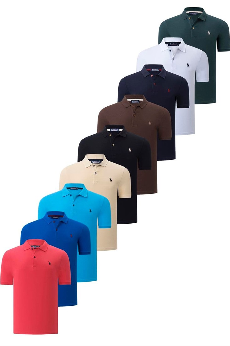 NINE-PACK T8561 DEWBERRY MENS T-SHIRT-BLACK-WHITE-NAVY BLUE-BLUE-COFFEE-BEIGE-POMEGRANATE-SAKS-KHAKI