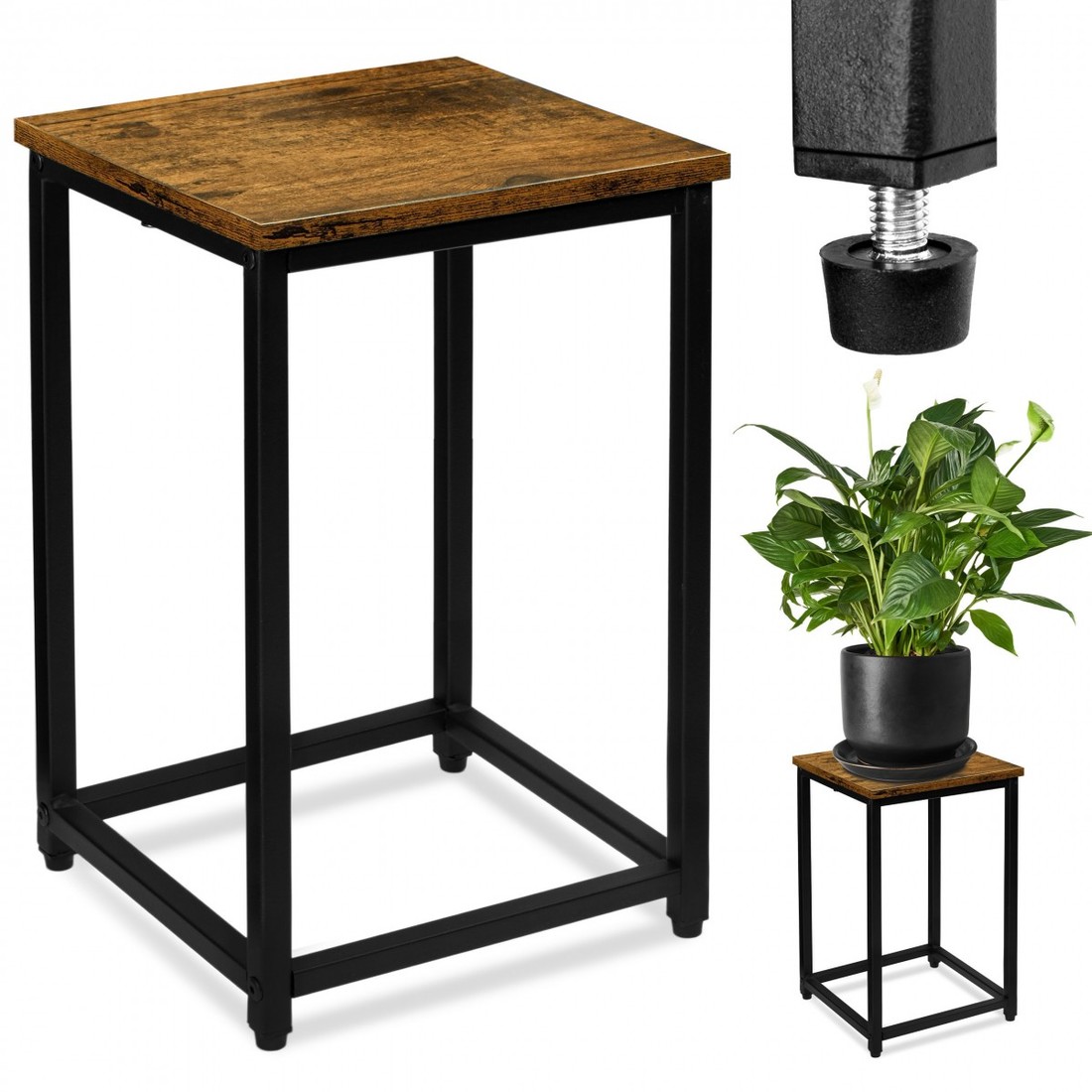 Květinový stojan Loft Arben 40 cm černý/dub