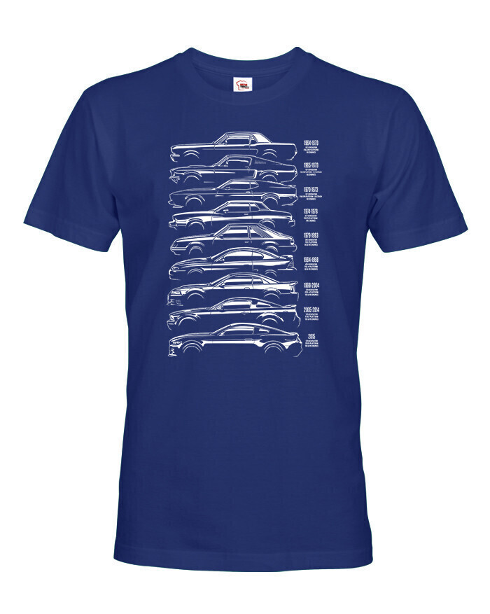 Pánské tričko s potlačou Ford Mustang History Silhouette - tričko pre milovníkov aut
