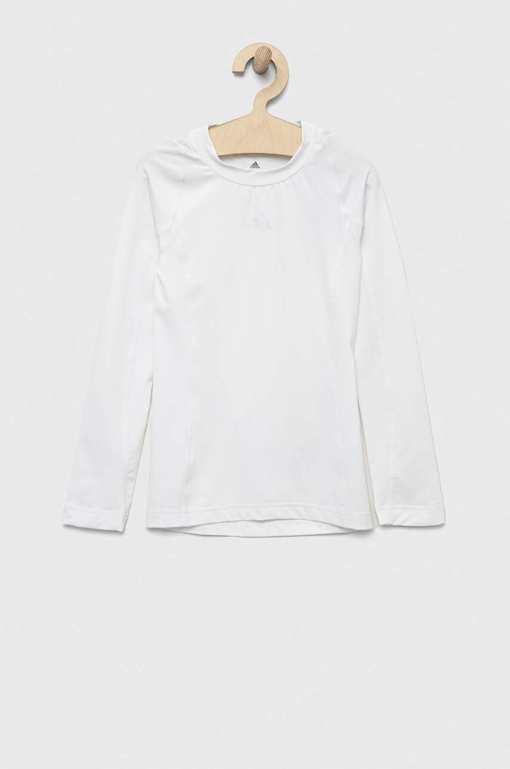 Detské tričko s dlhým rukávom adidas Performance TF LS TEE Y biela farba, jednofarebné