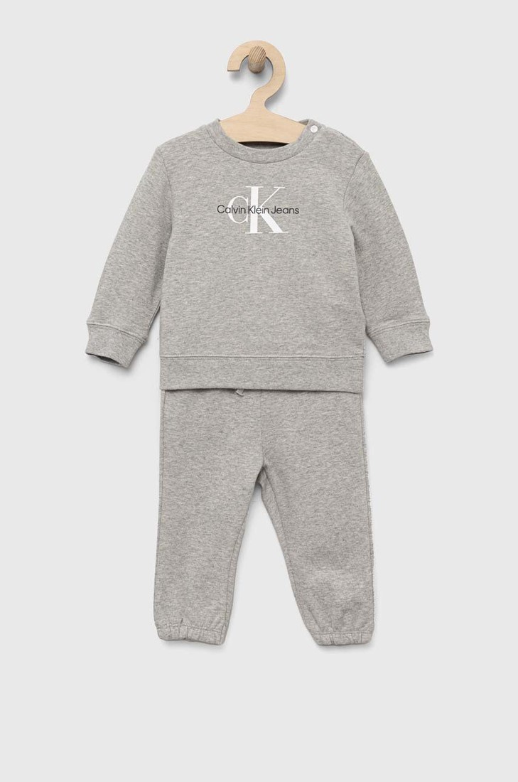 Tepláková súprava pre bábätká Calvin Klein Jeans šedá farba