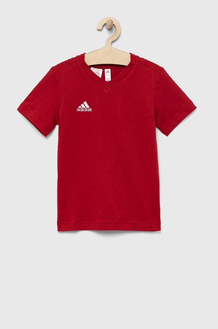 Detské bavlnené tričko adidas Performance ENT22 TEE Y červená farba, jednofarebné